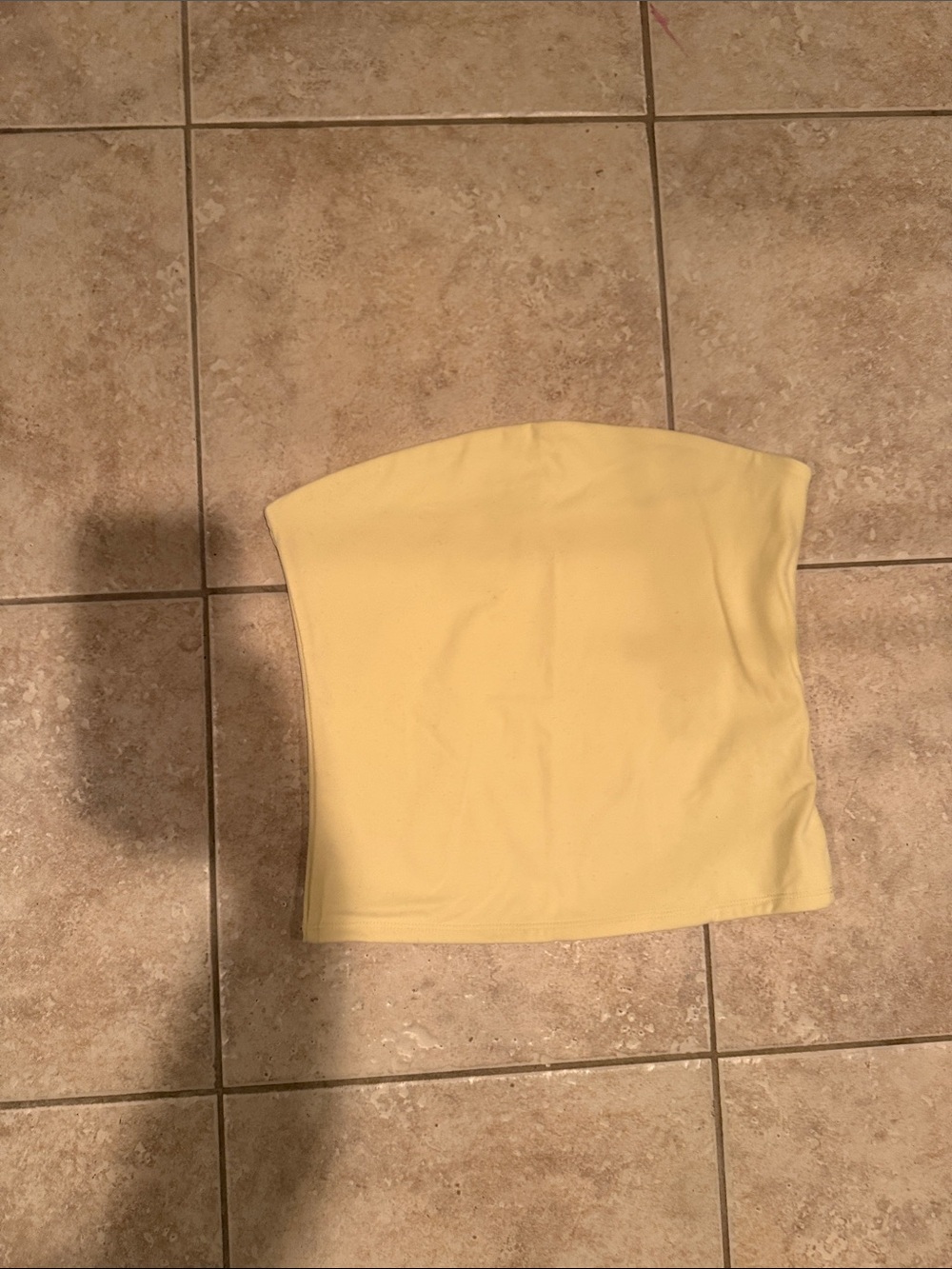 Garage Pale Yellow Strapless Tube Crop Top